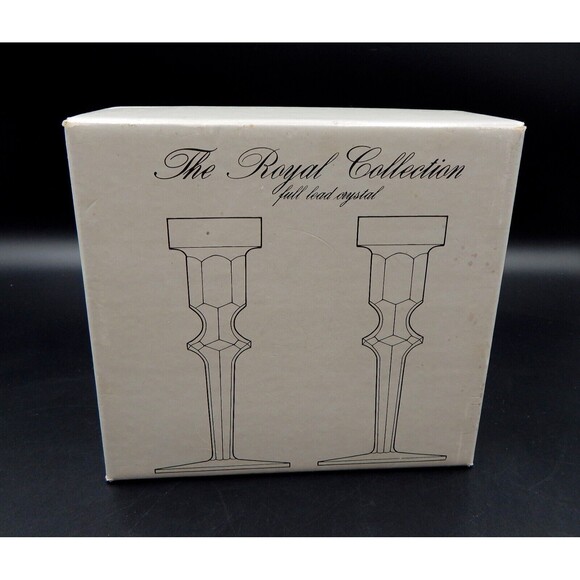 Rogaska Richmond Pattern Crystal Taper Candle Holder Pair Handmade Yugoslavia - Picture 9 of 10
